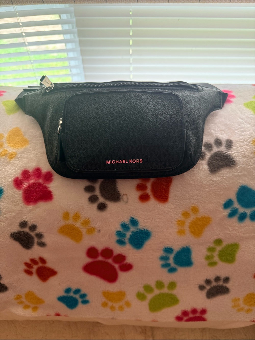 Michael Kors Black Logo Waist Bag with Front Zip Pocket